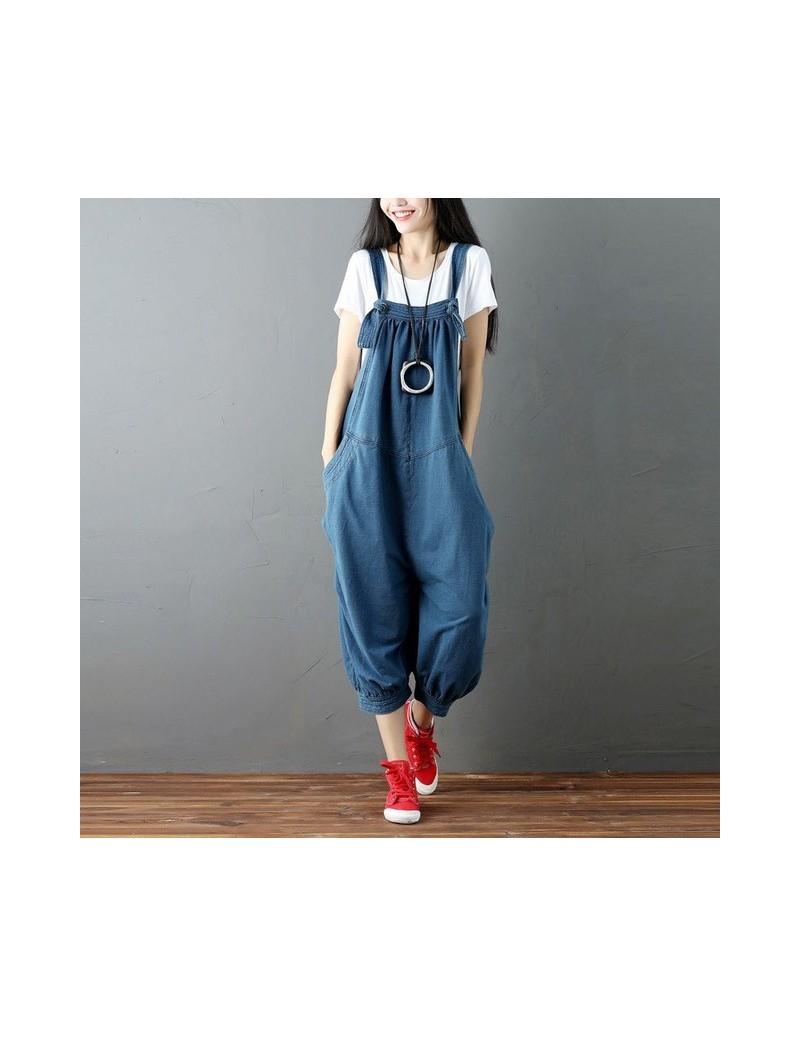 2019 New Fashion Knitted cowboy jumpsuit female playsuits fashion wide leg jumpsuits elegant jumpsuit - blue - 4X4165383721-1