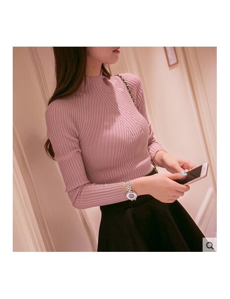 Pullovers 2019 Autumn winter Ladies long sleeve Slim turtleneck Ribbed knitted thin sweater top femme korean pull tight casua...