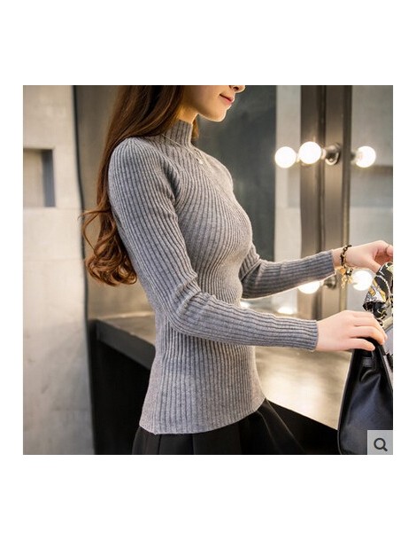 Pullovers 2019 Autumn winter Ladies long sleeve Slim turtleneck Ribbed knitted thin sweater top femme korean pull tight casua...