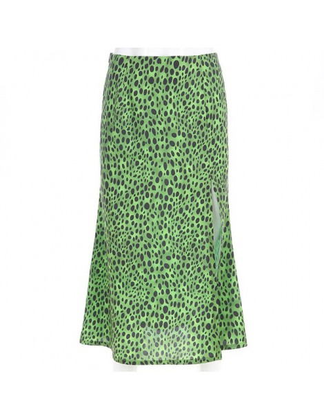 Skirts sexy leopard printed women midi skirt high waist A line summer streetwear woman skirt BQ05 - Green - 4Y4157560466 $14.03
