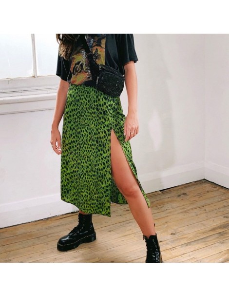 Skirts sexy leopard printed women midi skirt high waist A line summer streetwear woman skirt BQ05 - Green - 4Y4157560466 $14.03