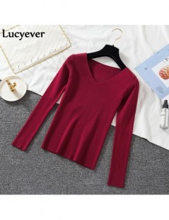 Pullovers Autumn Sweater Women Pullover Elastic Knitted Jumper Long Sleeve V-neck Winter Basic Female Top Knitwear Sueter Muj...