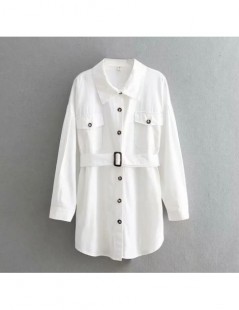 Women's Sets Women Long Shirt 2019 Spring Summer Cotton Shirts Solid Color Boyfriend Style Tops High Street Fashion - white -...