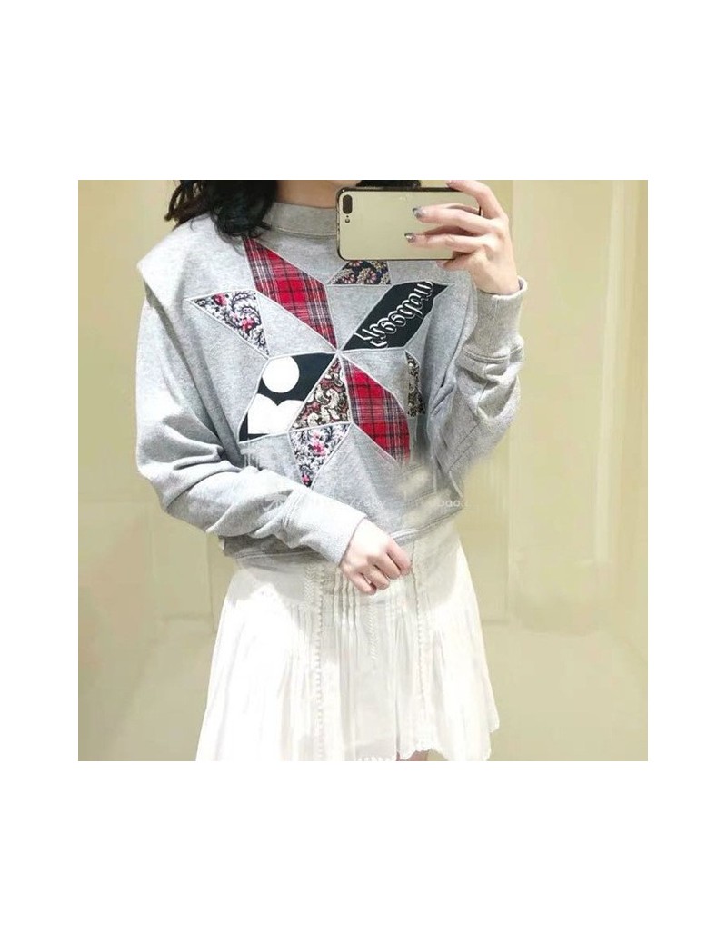 Women Hoodies Spring New 2019 Sweatshirt Femme Clothes Casual Preppy Style Long Sleeve Print Embroidery - grey - 4S3005690165