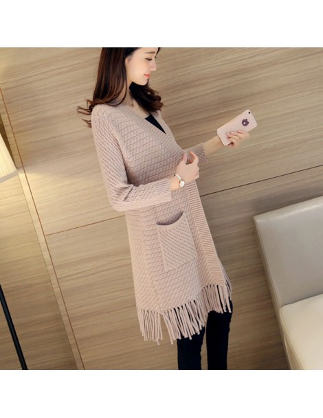 Cardigans Tassels Long Women's Knitted Cardigans Of Large Sizes Fashion With Pockets Pink Female Knitting Cardigan Long Women...