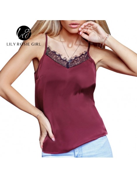Camis Satin Women's Shirt Mike Strap Elegant Crop Top Sexy V neck Camis Women Short Sleepwear Female Lace Top Summer Party Bl...