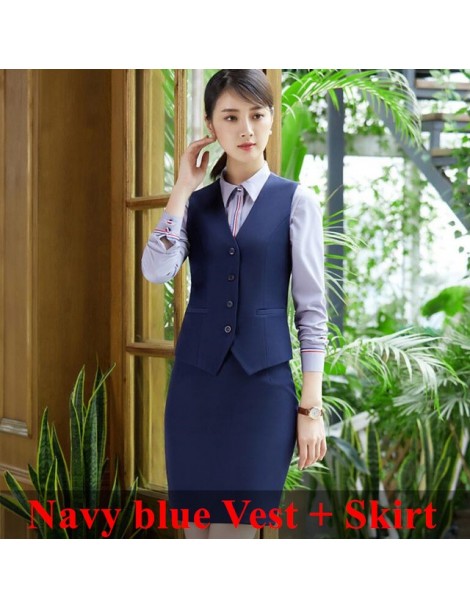 Skirt Suits High quality women stripe vest new arrives autumn clothes for office ladies fashion plus size work wear - Navy bl...