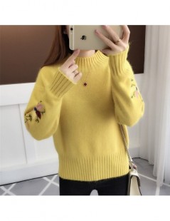 Pullovers New Fashion 2019 Women Autumn Winter Embroidery Cat Brand Sweater Pullovers Warm Knitted Sweaters Pullover Lady - Y...
