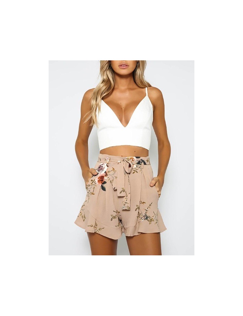 Shorts shorts women floral print short femme 2018 new summer style hot loose belt casual thin mid casual short women's plus s...