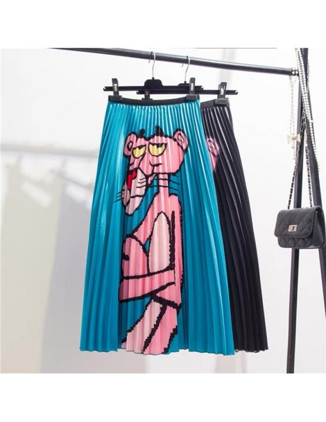 Skirts 2019 New Fashion Cartoon Print High Waist Pleated Skirt Women Summer Autumn Midi Skirts Womens Elastic Waist Long Skir...