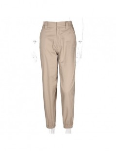 Pants & Capris Women High Waist Fashion Casual Pants Solid Elastic Waist Pockets Pencil OL Pants High Street Cargo Ankle-Leng...