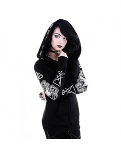 Hoodies & Sweatshirts Black Hoodie Sweatshirt Women Plus Size Tops Punk Gothic Print Hooded Hipster Streetwear Spring Big Siz...