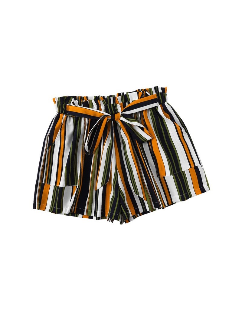 Shorts shorts Women Sexy Shorts Stripe Bandage High Waist Short Pants Casual Shorts clothing Curvy Stretch hot sale 9502 - Gr...
