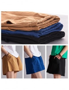 Shorts 2019 summer short femme cotton linen shorts skirt wide leg pantalon corto mujer casual BXF-020 - Black - 4R3912649465-...