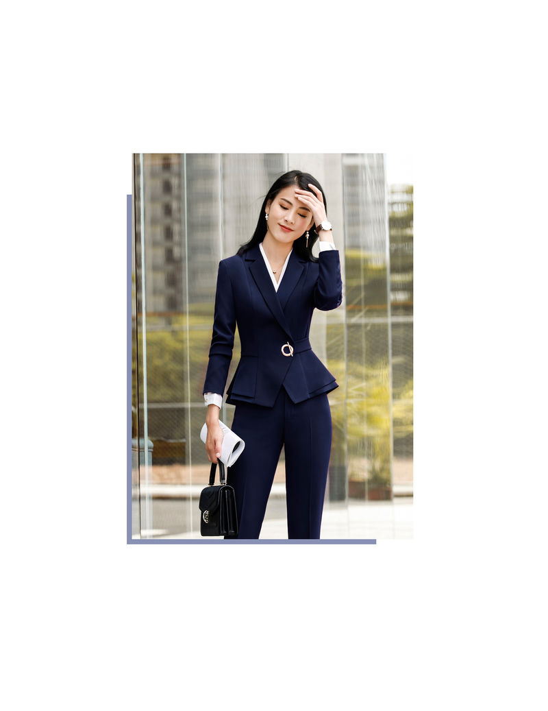 Pant Suits Formal Women Suit Office Lady Work Pant Suits Business Pants Blazer Set 2 Pieces Casual Jacket Trouser Female Autu...