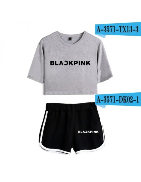Women's Sets Kpop Blackpink Two Piece Set Summer Sexy Cotton T shirt Woman Shorts and Crop Top Fashion Tracksuit New 2 Piece ...