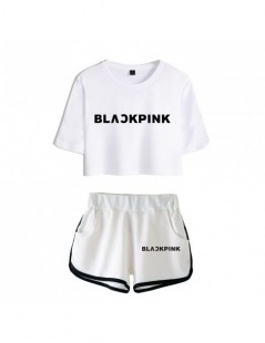 Women's Sets Kpop Blackpink Two Piece Set Summer Sexy Cotton T shirt Woman Shorts and Crop Top Fashion Tracksuit New 2 Piece ...
