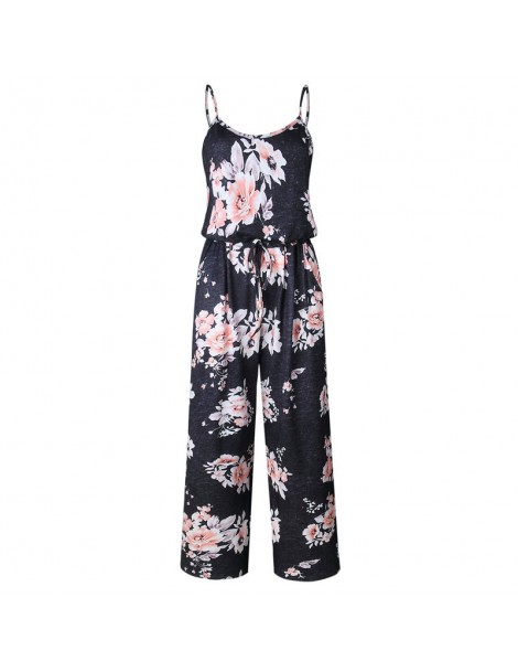 Jumpsuits Vintage Female Spaghetti Strap Jumpsuits Casual Off Shoulder Sexy Loose Rompers 2019 New Summer Women Floral Print ...