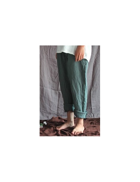 Pants & Capris New 2018 Spring Autumn Women Loose Harem Pants Solid Color Elastic Waist Linen Cotton Casual Trousers For Fema...