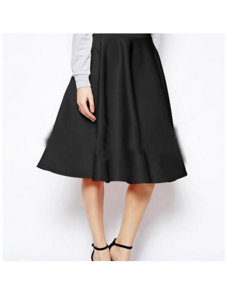 Skirts Women High Waist A-Line Skirt Female Clothing Casual Solid Loose Knee-Length Pleated Skirts - Red - 5Z111152936467-3 $...