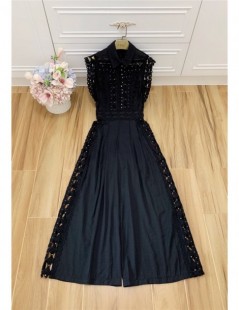 Jumpsuits 2019 Summer New Designer Jumpsuit Women's High Street Fashion Sleeveless Embroidery Hollow Out Rivet Stylish Overal...