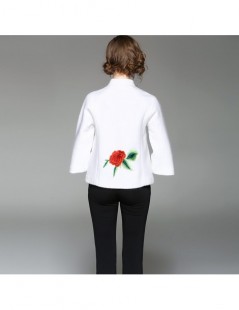Jackets Autumn Wool Jacket for Women Plus size Vintage Mandarin collar Embroidery Elegant lady Loose Top Short Outerwear Fema...