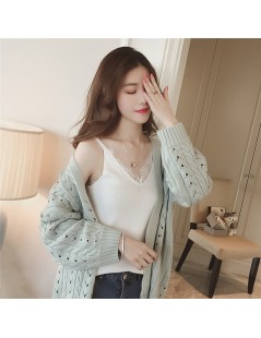 Tank Tops Sexy Women Plain Camisole Lace Splicing Double V-neck Vest Slim Sling Tank Tops F05 - GY - 4S3921354462-2 $11.30