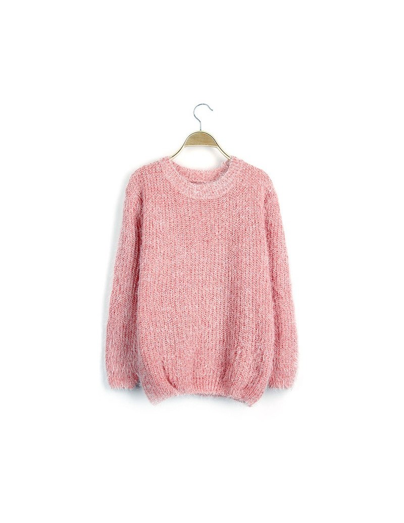 Women Round Neck Long Sleeve Mohair Sweaters Casual Solid Candy Colors Warm Knitting Pullovers Jumper Winter Coat Tops - pin...