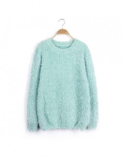 Pullovers Women Round Neck Long Sleeve Mohair Sweaters Casual Solid Candy Colors Warm Knitting Pullovers Jumper Winter Coat T...