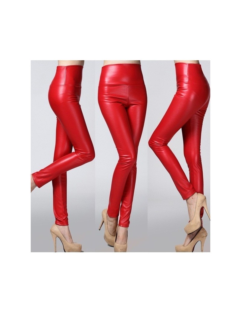 Leggings Plus Size Fitness Women's Casual Leggins High Waist Faux Leather Leggings Women Black Sexy Legging Calzas Mujer Push...