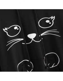 Hoodies & Sweatshirts Cat Kangaroo Pocket Hoodie Cat Ear Poleron Mujer 2019 Sketch Print Comics Sweatshirt Kawaii Clothes Wom...