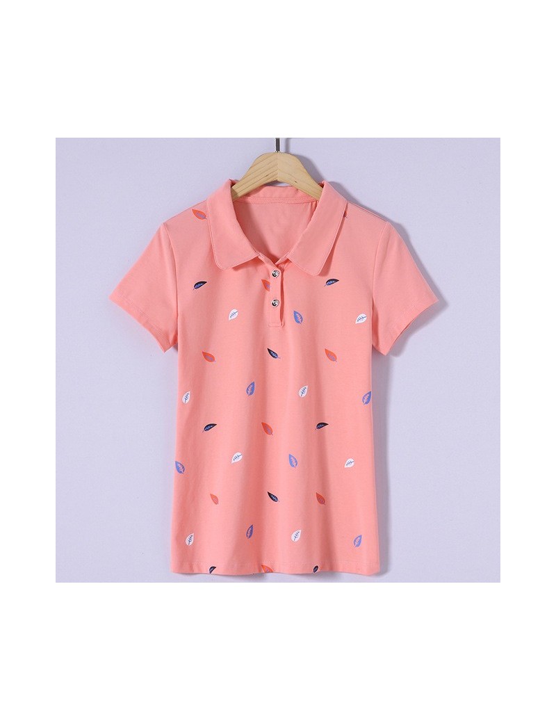Summer Women Polo Shirts Print Short Sleeve Slim Camisa Polo Feminina Female Casual Sport Office Cotton Spandex Tops Tees Wh...