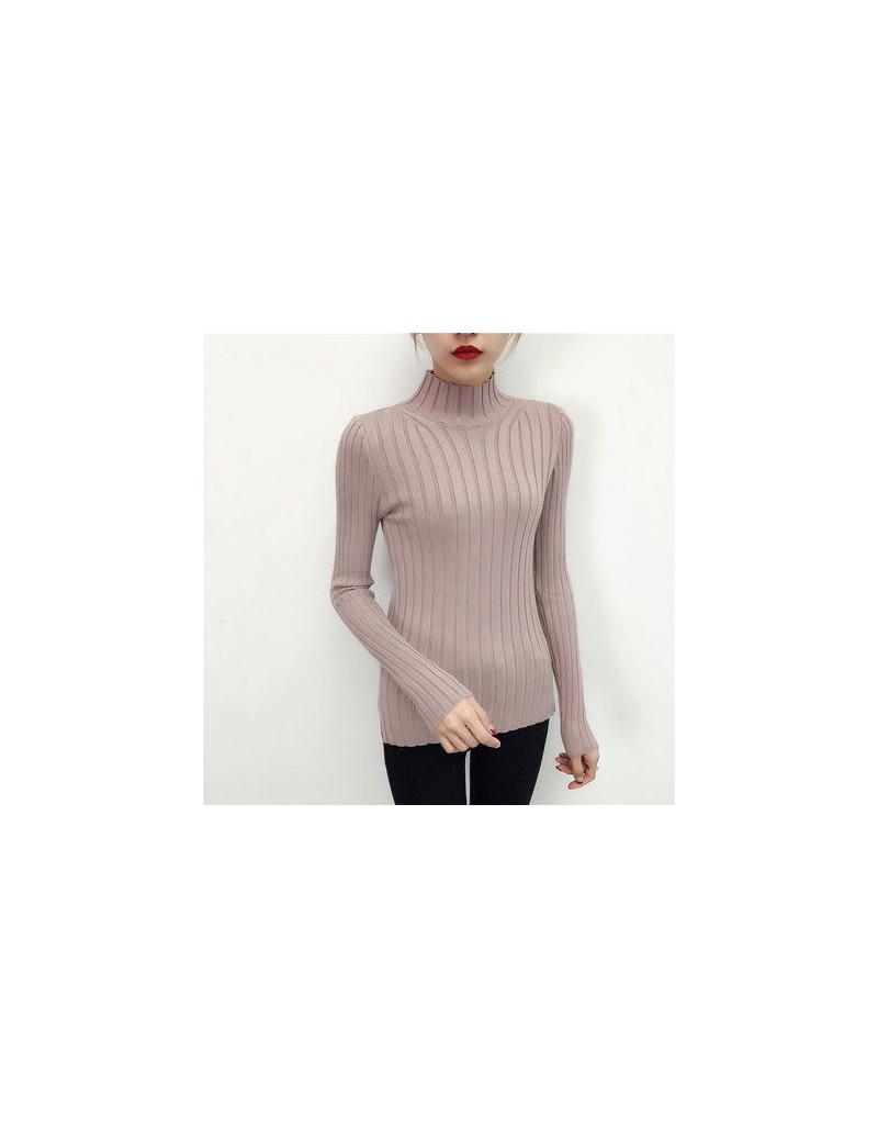 Pullovers 2019 White turtleneck sweater and semi small fresh female short thick slim tight long sleeved all-match knitted shi...