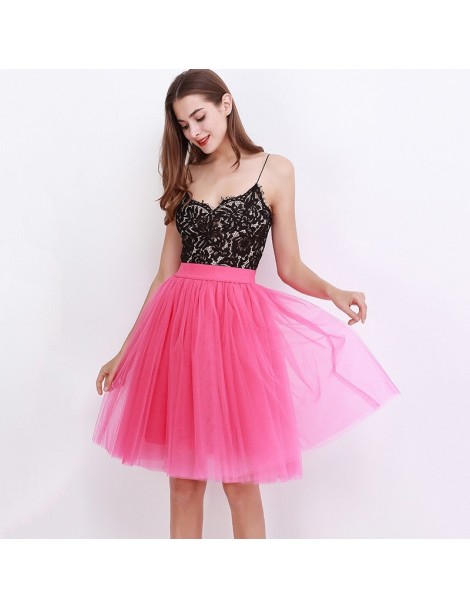Skirts 5 Layers 60cm Midi Tulle Skirt Princess Womens Adult Tutu Fashion Clothing Faldas Saia Femininas Jupe Summer Style - l...