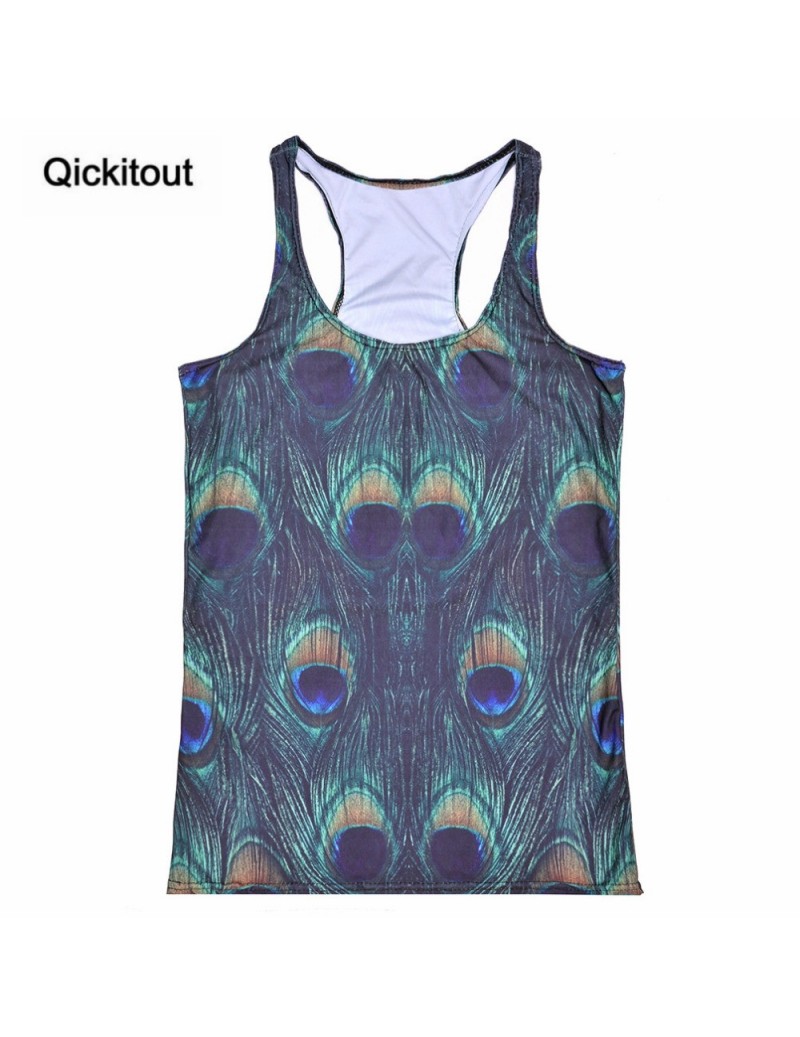 Tank Tops Tops 2016 Summer Women's New Blouses Strapless Sleeveless Digital Print Casual Peacock Feather Tank Tops Ladies' Ve...