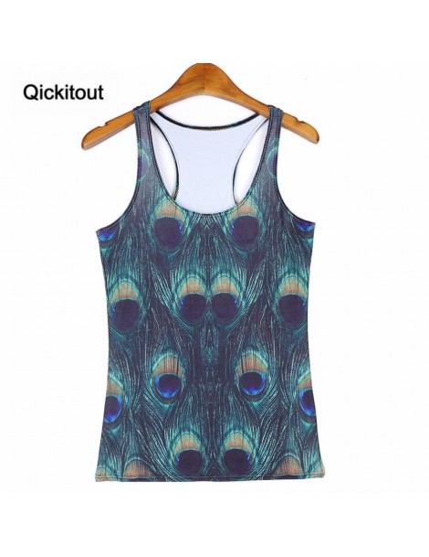 Tank Tops Tops 2016 Summer Women's New Blouses Strapless Sleeveless Digital Print Casual Peacock Feather Tank Tops Ladies' Ve...