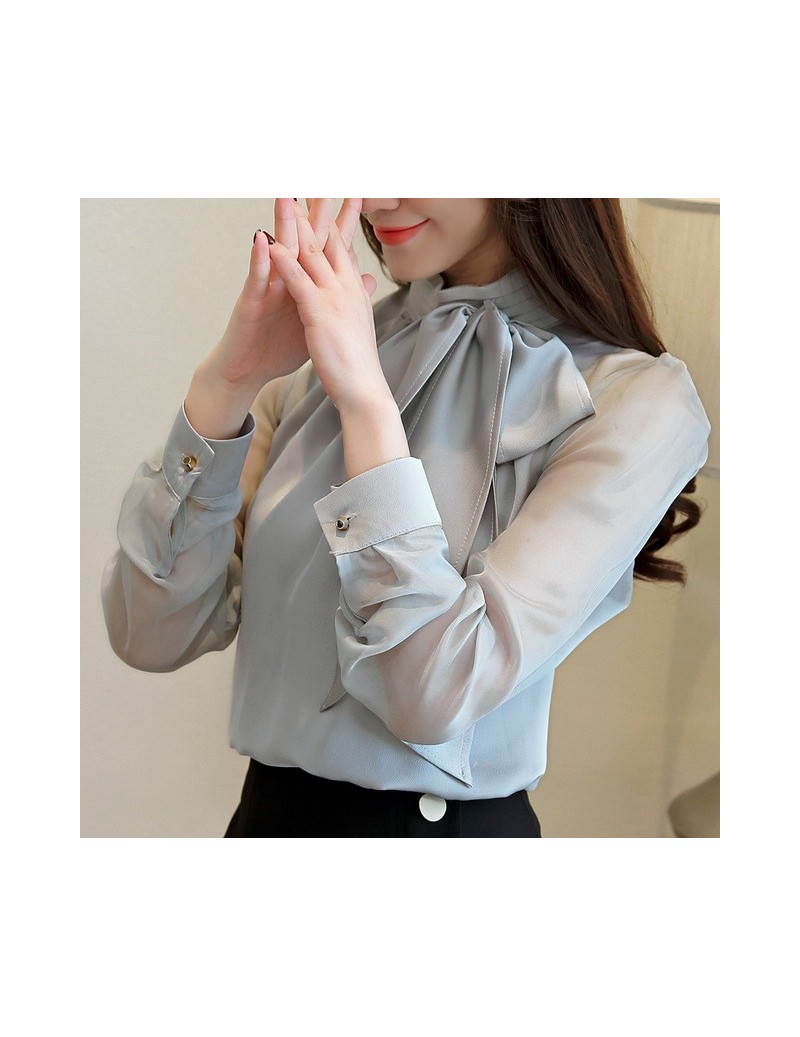Blouses & Shirts Autmun long sleeve shirt women fashion womens tops and blouses 2018 solid bow stand collar office blouses wo...