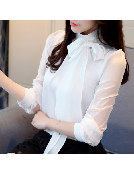 Blouses & Shirts Autmun long sleeve shirt women fashion womens tops and blouses 2018 solid bow stand collar office blouses wo...