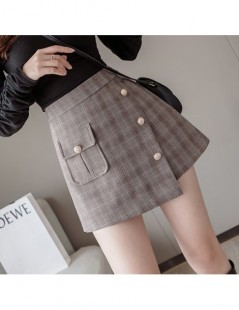 Shorts 2019 Autumn New Women Shorts Skirts Korean Chic Single Breasted Plaid Print A-Line Short Culotte Ladies Casual Shorts ...
