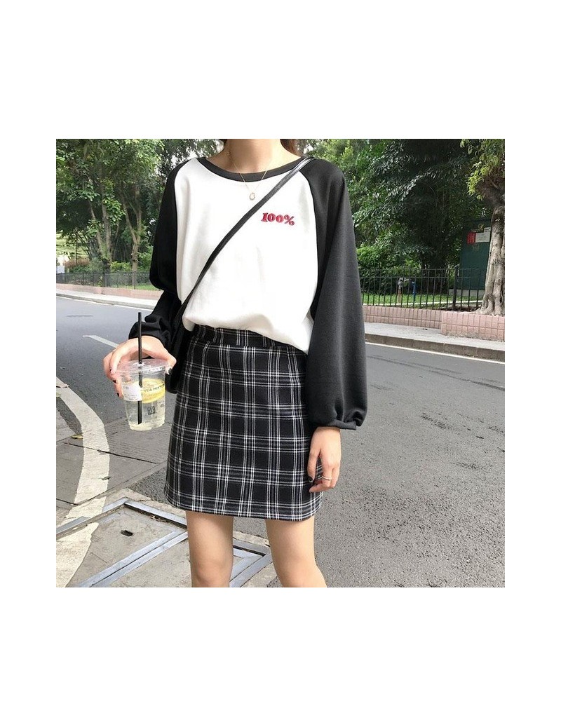 Skirts Summer Skirt Women High Waist Plaid A-Line Skirt Casual Fashion Kawaii Student College Skirts Shorts E3234 - Black - 4...