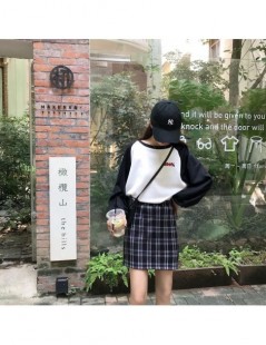 Skirts Summer Skirt Women High Waist Plaid A-Line Skirt Casual Fashion Kawaii Student College Skirts Shorts E3234 - Black - 4...