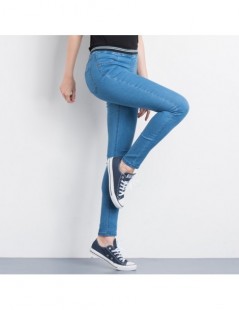 Jeans Fashion Autumn Leggings Blue S 6XL Woman Mid Waist Plus Size women High Elastic Full Length Pants Skinny pencil Jeans -...
