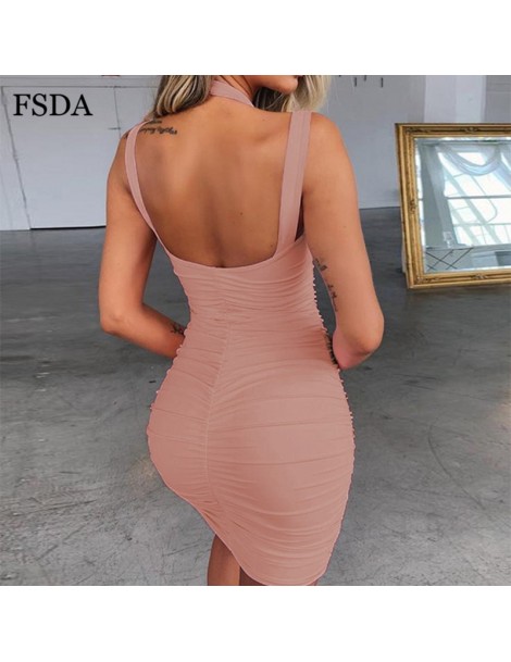 Dresses Summer Club Sexy Mini Bodycon Dress Bandage Backless Halter Sleeveless Red Party Ruched Double Strap Women Dresses - ...