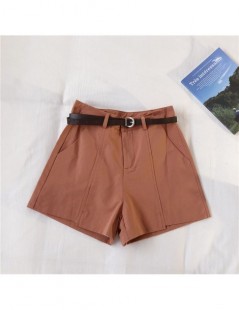 Shorts Summer Shorts For Women 2019 Korean Brief Solid Casual High Waist Wide Leg Shorts With Slashes - Brick Red - 404131171...