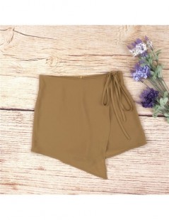 Shorts Summer Women Solid Shorts Loose Casual Short Slim High Waist Zipper Back Irregular Skirt Shorts OL Clothes TY53 - Blac...