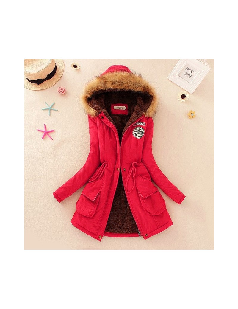 Parkas Winter Warm Coat Women Long Parkas 2019 Faux Fur Hooded Womens Overcoat Casual Cotton Padded Jacket Plus Size - Red - ...