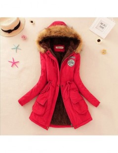 Parkas Winter Warm Coat Women Long Parkas 2019 Faux Fur Hooded Womens Overcoat Casual Cotton Padded Jacket Plus Size - Red - ...