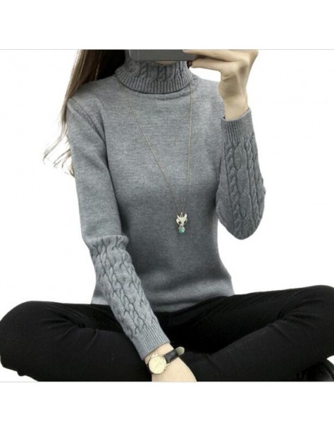 Pullovers Autumn 2019 Women Sweaters Pullovers Knitted Turtleneck Sweater Poncho Female Tops Pull Femme White Beige Green Bla...