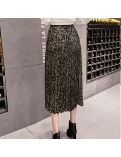 Skirts Fashion Leopard Skirts Women with Lined 2019 Autumn Winter High Waist Pleated Midi Long Skirts Female Korean Skirt Lad...