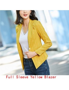 Blazers Summer Wear Women Striped Casual Thin Blazers and Jackets Girl Half Sleeve Coat Breathable Soft Fabric - Yellow Blaze...